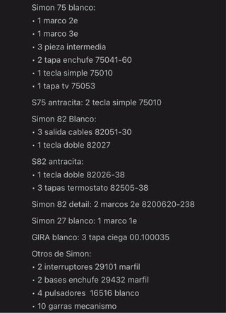 Mecanismos y enchufes electricidad varios
