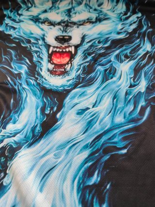 Camiseta Lobo Fuego Azul Talla XL
