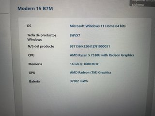 Portátil MSI Modern 15