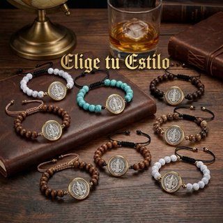 Pulsera San Benito Hombre Piedra Natural 8mm