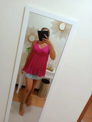 Top lungo fucsia plissettato