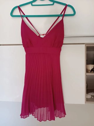 Top lungo fucsia plissettato
