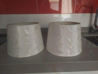 Lámpara colgante dormitorio beige y plata