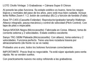 LOTE Chollo Vintage: 3 Grabadoras + Cámara Super 8