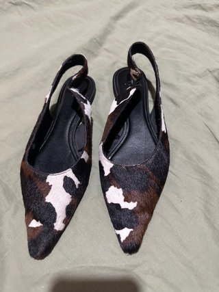 Zapatos Zara Slingback Puntiagudos Animal Print