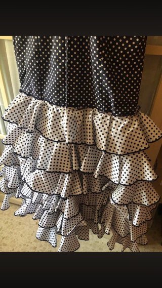 Vestido Flamenca Lunares azul marino y Blanco