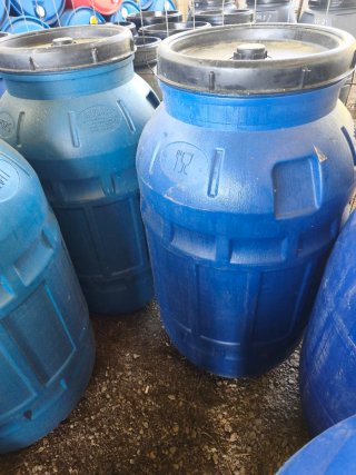 Bidones azules para agua potable