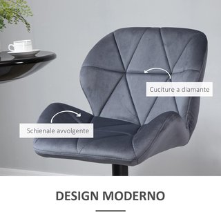Set di 2 Sgabelli da Bar con Altezza Regolabile, Base in Metallo e Seduta in Velluto, Sgabelli da Cucina Girevoli con Schienale e Poggiapiedi, 51.5x57.5x93-114.5cm, Grigio