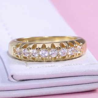 Anillo Chapado en oro con circonitas y cobre