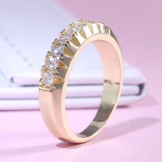 Anillo Chapado en oro con circonitas y cobre