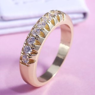 Anillo Chapado en oro con circonitas y cobre