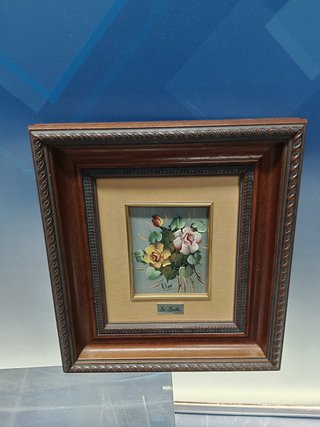 Coppia di quadri con fiori, olio su tela. Bellissimi, 22x20x3 cm