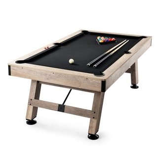Mesa de Billar, Mesa de Pool de 7 pies, Mesa de Billar Estable con Patas Ajustables, Juego de Mesa de Pool Incluye Bolas, Queues, Tizas y Cepillo, Color Madera con Tela Negra, Perfecta para Sala d...
