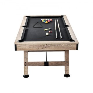 Mesa de Billar, Mesa de Pool de 7 pies, Mesa de Billar Estable con Patas Ajustables, Juego de Mesa de Pool Incluye Bolas, Queues, Tizas y Cepillo, Color Madera con Tela Negra, Perfecta para Sala d...