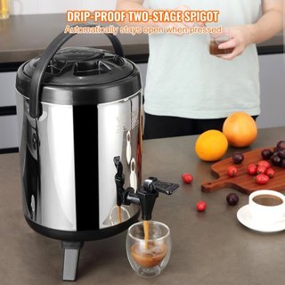 Dispensatore di Bevande Isolato in Acciaio Inox, 1,5 Gal/6 L, Dispenser Termico per Bevande Calde e Fredde con Manico a Rubinetto, Adatto per Tè Caldo, Caffè, Acqua, Ristorante...