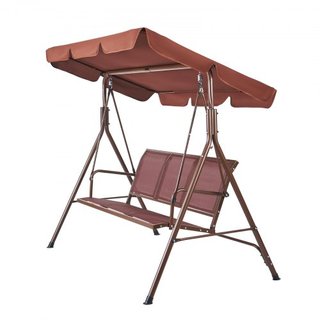 Silla Colgante de Patio para 3 Personas, Silla Colgante de Patio Exterior con Dosel Ajustable, Silla de Porche con Descansabrazos, Tela Teslin y Estructura de Acero Aleado, para Balcón, Jardín, Pa...