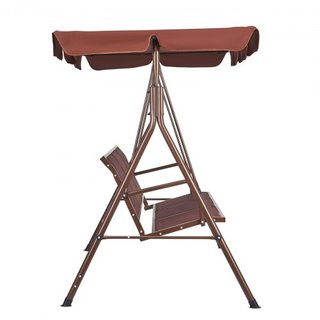 Silla Colgante de Patio para 3 Personas, Silla Colgante de Patio Exterior con Dosel Ajustable, Silla de Porche con Descansabrazos, Tela Teslin y Estructura de Acero Aleado, para Balcón, Jardín, Pa...