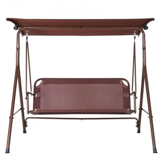 Silla Colgante para 3 Personas, Silla Colgante de Patio Exterior con Dosel Ajustable, Silla de Porche con Descansabrazos, Tela Teslin y Estructura de Acero Aleado, para Balcón, Jardín, Patio, Jard...