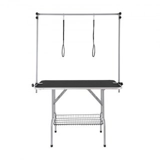 Mesa de Grooming para Mascotas con Dos Brazos y Abrazadera, Estación de Grooming para Perros de 117 cm, Soporte de Grooming Plegable para Perros Medianos y Pequeños, Incluye Dos Sujetadores de Cad...