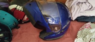 Casco de moto azul SL66