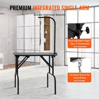 Mesa de Grooming para Mascotas con Brazo y Abrazadera, Estación de Grooming para Perros de 808 x 460 mm, Soporte de Grooming Plegable para Perros Medianos y Pequeños, Soporte para Caderas Sin Sent...