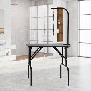 Mesa de Grooming para Mascotas con Brazo y Abrazadera, Estación de Grooming para Perros de 808 x 460 mm, Soporte de Grooming Plegable para Perros Medianos y Pequeños, Soporte para Caderas Sin Sent...