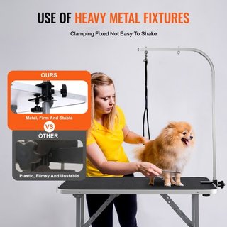 Mesa de Grooming para Mascotas con Brazo y Abrazadera, Estación de Grooming para Perros de 915 x 610mm, Soporte de Grooming Plegable para Perros Medianos y Pequeños, Soporte para Caderas Sin Senta...