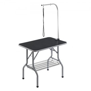 Mesa de Grooming para Mascotas con Brazo y Abrazadera, Estación de Grooming para Perros de 915 x 610mm, Soporte de Grooming Plegable para Perros Medianos y Pequeños, Soporte para Caderas Sin Senta...