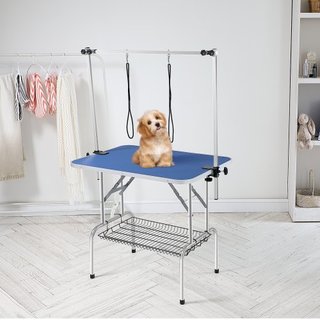 Mesa de Aseo para Mascotas con Dos Brazos y Abrazadera, Estación de Aseo para Perros de 915 x 610 mm, Soporte de Aseo Plegable para Perros Medianos y Pequeños, Incluye Dos Sujetadores de Cadera Si...