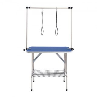 Mesa de Aseo para Mascotas con Dos Brazos y Abrazadera, Estación de Aseo para Perros de 915 x 610 mm, Soporte de Aseo Plegable para Perros Medianos y Pequeños, Incluye Dos Sujetadores de Cadera Si...