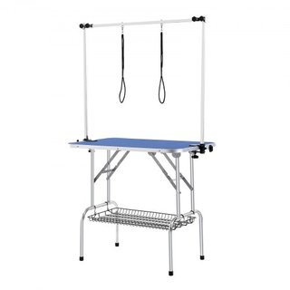 Mesa de Aseo para Mascotas con Dos Brazos y Abrazadera, Estación de Aseo para Perros de 915 x 610 mm, Soporte de Aseo Plegable para Perros Medianos y Pequeños, Incluye Dos Sujetadores de Cadera Si...
