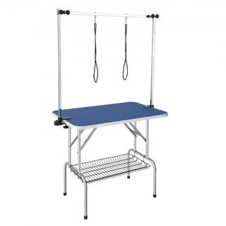 Mesa de Aseo para Mascotas con Dos Brazos y Abrazadera, Estación de Aseo para Perros de 915 x 610 mm, Soporte de Aseo Plegable para Perros Medianos y Pequeños, Incluye Dos Sujetadores de Cadera Si...