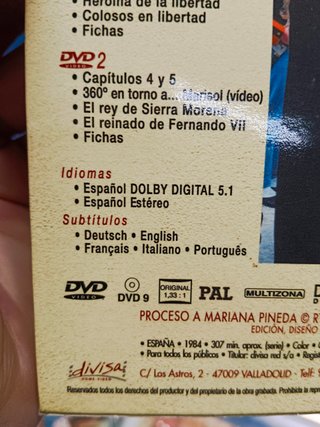 Dvd. Proceso a Mariana Pineda. Pepa Flores. RTVE