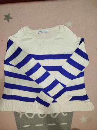Jersey Zara Rayas Azul Blanco Mujer