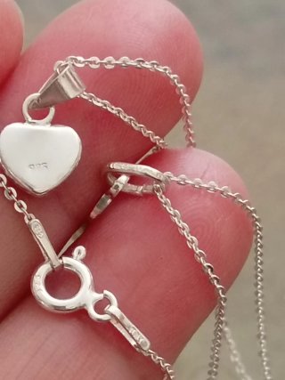 Cadena 50 cm plata con Medalla Milagrosa y corazón