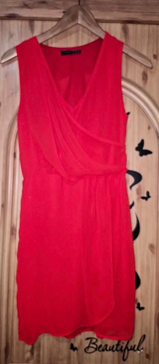 Vestido Atmosphere Rojo Gasa Fiesta Cruzado