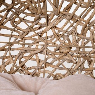 Cesta Elevada para Gatos Hasta 10Kg, Cama para Mascotas de Mimbre Color Madera (Φ52X58Cm)