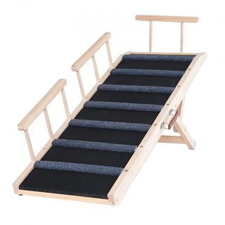 Rampas para Perros, Rampa Plegable para Mascotas para Cama, Rampa Ajustable para Perros Pequeños, Grandes, Viejos y Gatos, Rampa de Madera para Mascotas con Rampa de 120 cm de Largo, Ajustable de ...