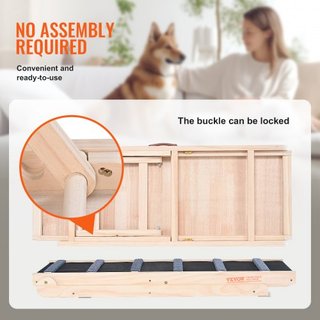 Rampas para Perros, Rampa Plegable para Mascotas para Cama, Rampa Ajustable para Perros Pequeños, Grandes, Viejos y Gatos, Rampa de Madera para Mascotas con Rampa de 105 cm de Largo, Ajustable de ...