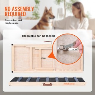 Rampas para Perros, Rampa Plegable para Mascotas para Cama, Rampa Ajustable para Perros Pequeños, Grandes, Viejos y Gatos, Rampa de Madera para Mascotas con Rampa de 100 cm de Largo, Ajustable de ...