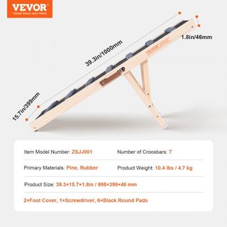 Rampas para Perros, Rampa Plegable para Mascotas para Cama, Rampa Ajustable para Perros Pequeños, Grandes, Viejos y Gatos, Rampa de Madera para Mascotas con Rampa de 100 cm de Largo, Ajustable de ...