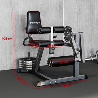 Máquina de Pantorrillas con Respaldo y Almohadillas Ajustables, Banco de Extensión de Piernas y Curl de Piernas, Máquina de Pantorrillas con Espacio para Discos de Peso, Gris y Negro