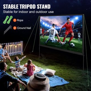 Pantalla de Proyector con Soporte, Pantalla de Película Exterior de 100 pulgadas 16:9 4K 1080 HD con Soporte, Pantalla de Proyección Sin Arrugas con Patas de Barra y Bolsa de Transporte, para Cine...