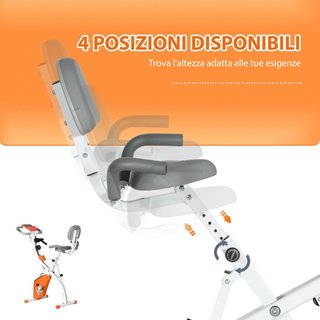 Bicicleta Plegable 2 en 1, Resistencia Magnética Ajustable 8 Niveles, Bicicleta Silenciosa para Casa con Sensor de Frecuencia Cardíaca, Elásticos para Brazos, Pantalla LCD, Volante de 2.5Kg