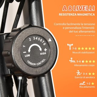 Bicicleta Plegable 2 en 1, Resistencia Magnética Ajustable 8 Niveles, Bicicleta Silenciosa para Casa con Sensor de Frecuencia Cardíaca, Elásticos para Brazos, Pantalla LCD, Volante de 2.5Kg