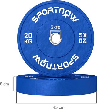 Conjunto 2 Discos de Peso 2X5/10/20 Kg de Goma, Discos para Gimnasio y Casa con Agujero de 5 Cm para Mancuernas y Barras