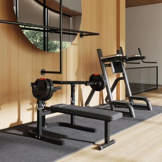 Banco de Levantamiento de Pesas con Altura Ajustable, Banco Plano Multifuncional de Acero, para Gimnasio y Casa, 150X150X60-85 Cm, Negro