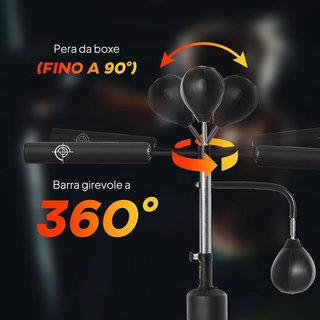 Saco de Boxeo de Suelo 4 en 1 con 2 Speedball, Barra Giratoria para Reflejos y Saco de Boxeo, Altura Ajustable de 160-230 cm, Negro