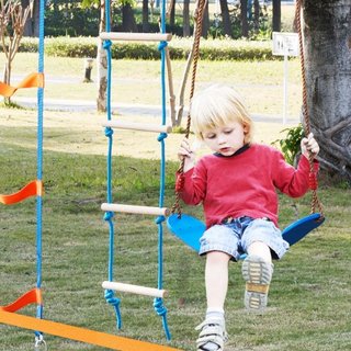 Curso de Obstáculos Ninja Warrior para Niños, 2 x 56 pies de Slacklines a Prueba de Clima, Línea de Mono con Capacidad de Carga de 500 lbs, Equipo de Juego al Aire Libre, Juguetes de Patio, Set de...