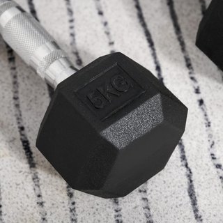 Juego De 2 Mancuernas De 4/5/6/10 Kg Hexagonales, Par De Pesas Para Gimnasio Con Agarre Antideslizante Y Recubrimiento De Goma, Negro